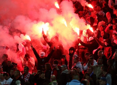 Poland fans at Wembley last night.
