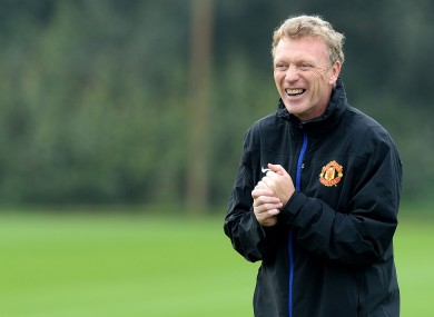 anchester United manager David Moyes during a training session at Carrington this week.