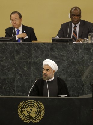 Iran's president Hassan Rouhani speaks at a meeting on nuclear disarmament at the UN last month.